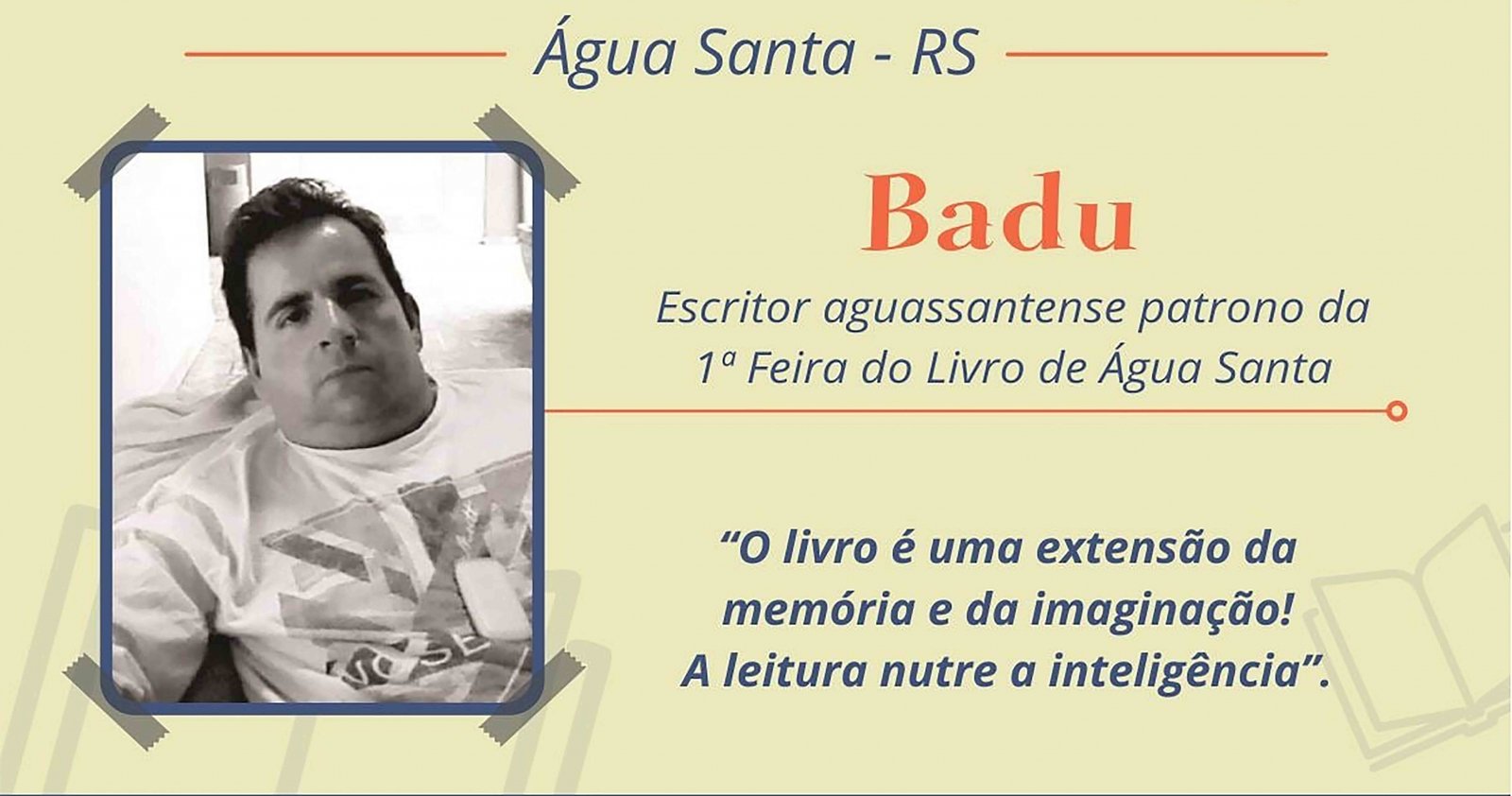 Imagem ilustrativa: Escritor aguassantense é o patrono da I Feira do Livro de Água Santa