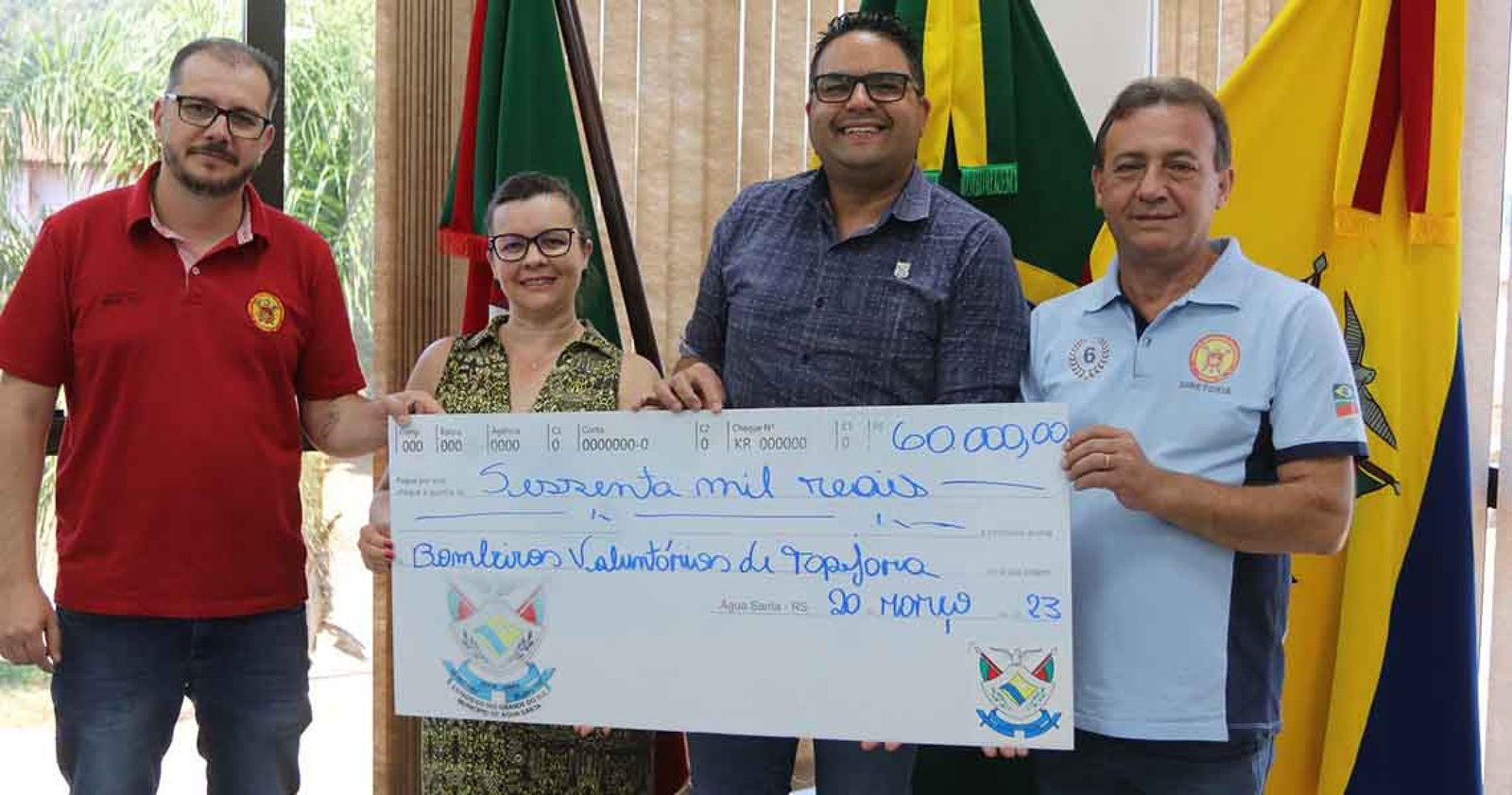 Imagem ilustrativa: Água Santa repassa R$ 60 mil aos Bombeiros Voluntários