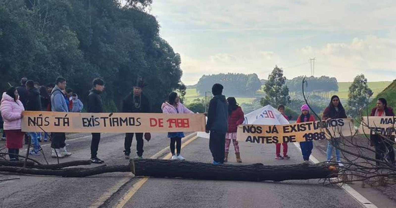 Imagem ilustrativa: Indígenas bloqueiam rodovia no norte do RS em protesto contra o marco temporal