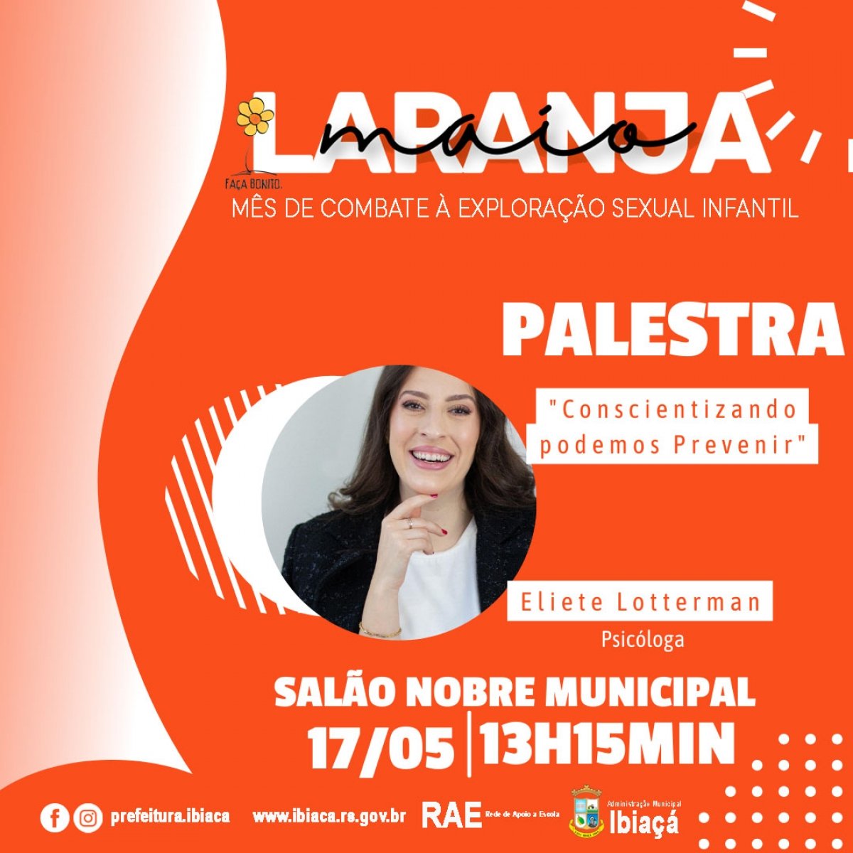 Imagem ilustrativa: Ibiaçá realiza palestra em alusão ao maio laranja
