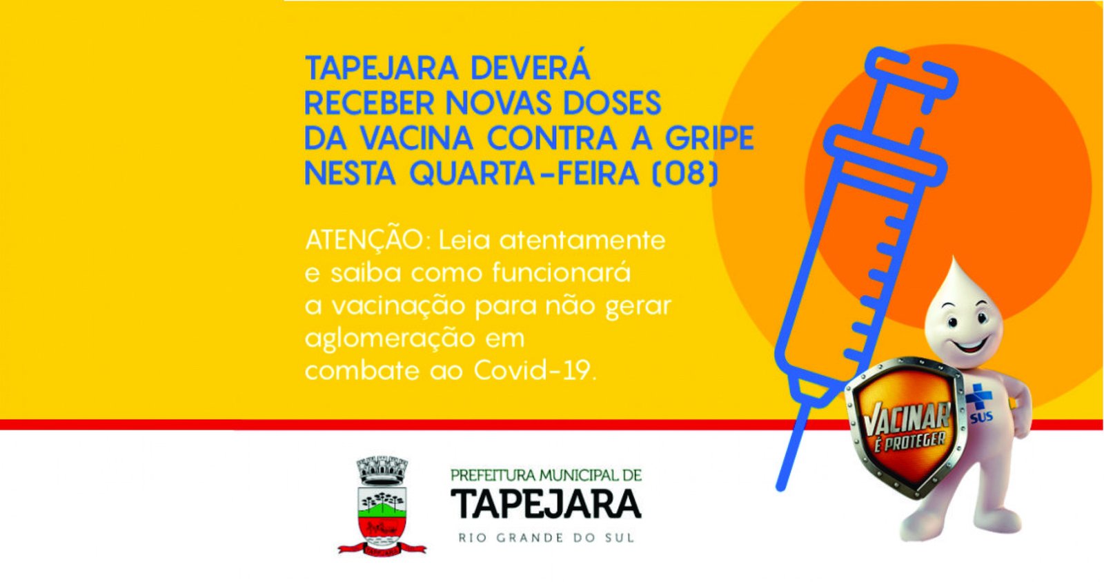 Imagem ilustrativa: Tapejara deverá receber novas doses de vacina contra a Gripe nesta quarta-feira (08)