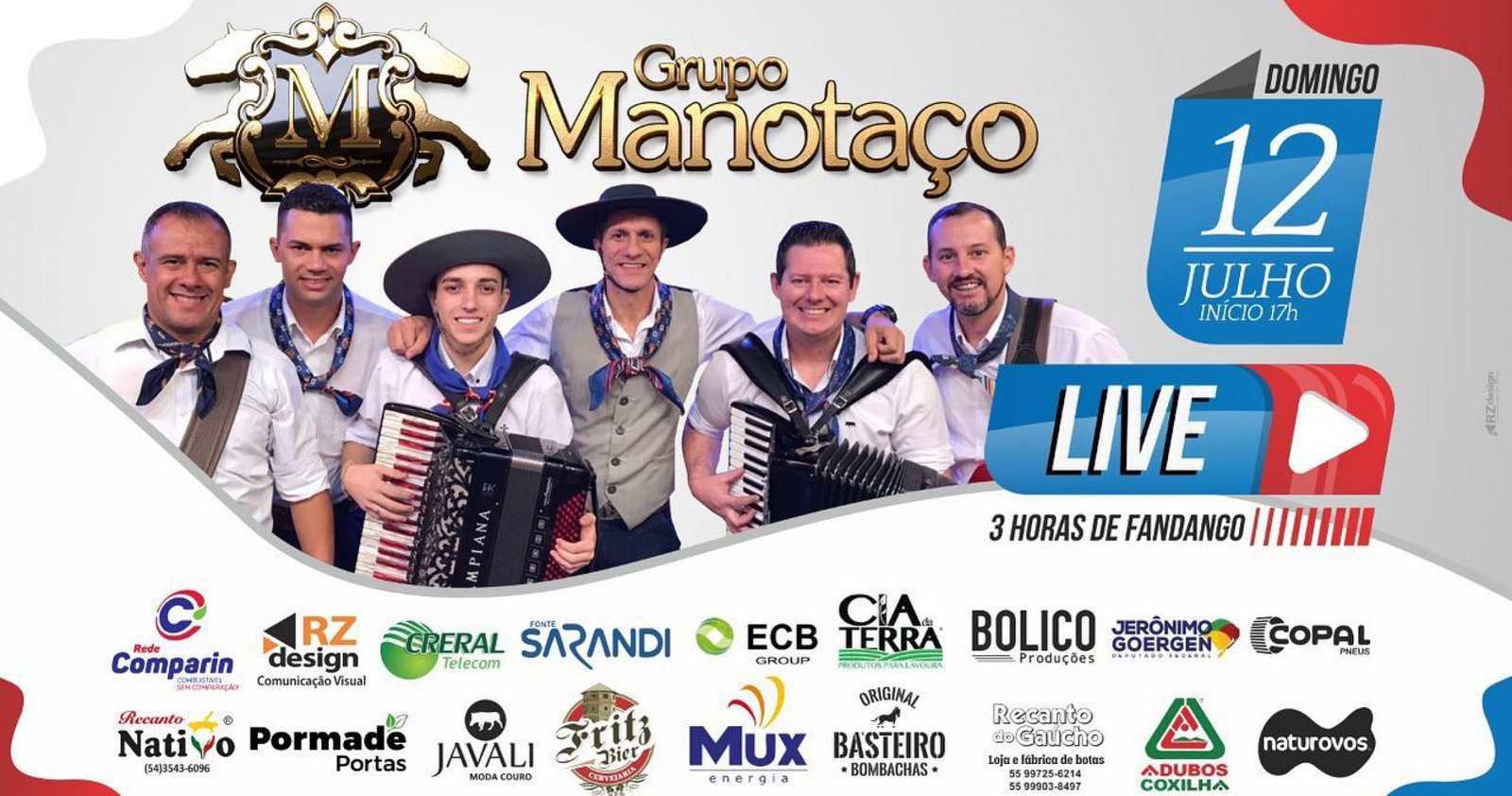 Imagem ilustrativa: Grupo Manotaço promoverá Live Show em prol do Hospital Santo Antônio